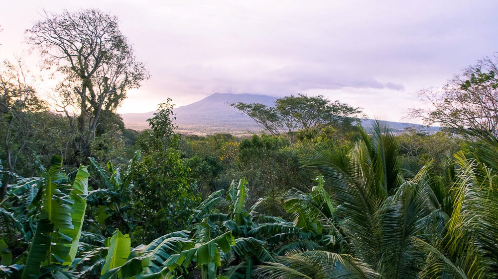 Isla Ometepe at sunset from Zopilote