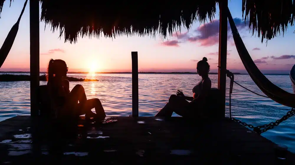 Tobacco Caye, Belize us at sunset