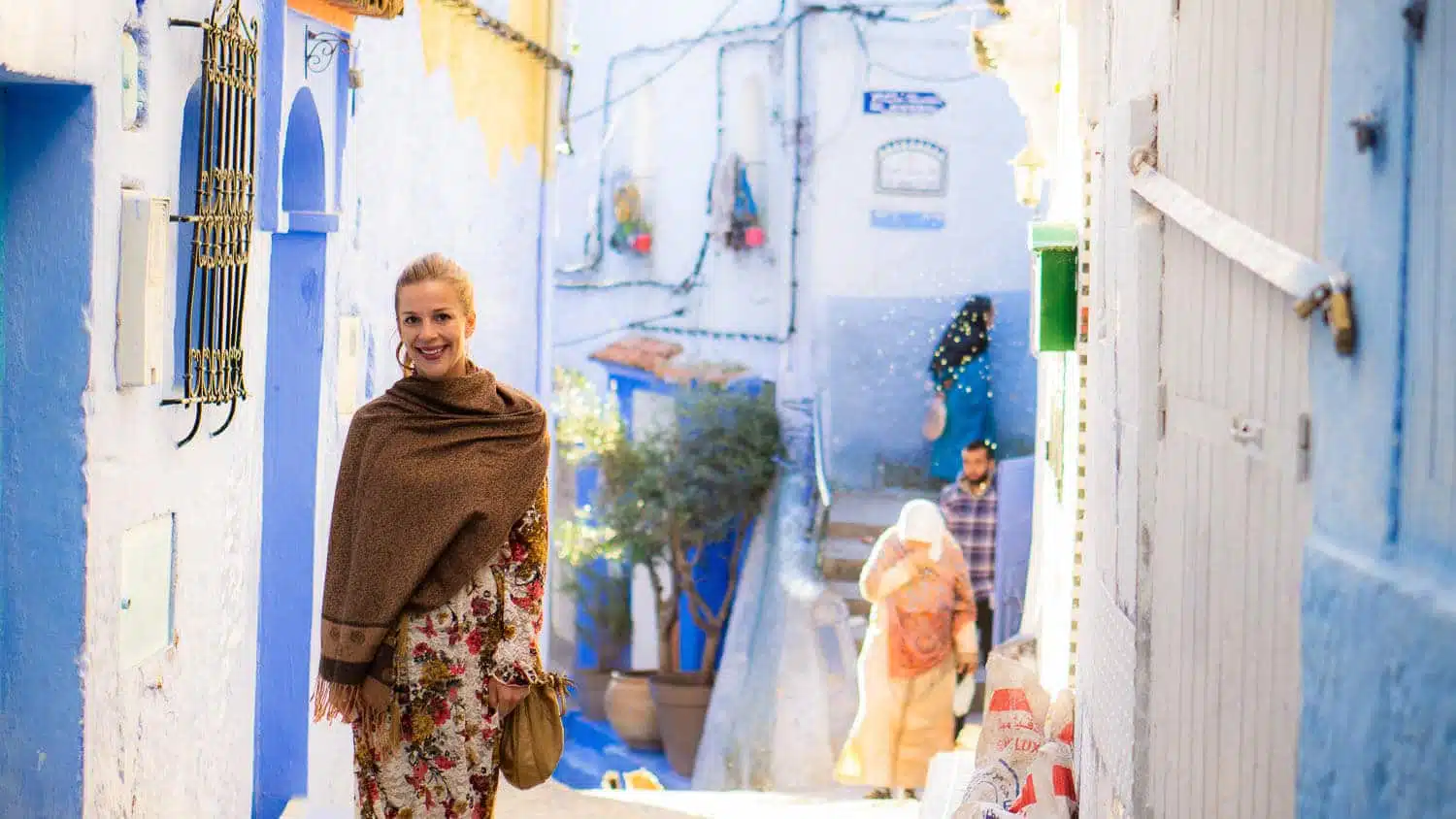 me in Chefchouen, Morocco's blue city