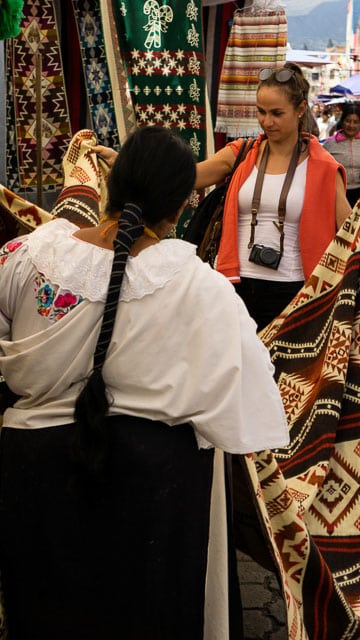 Shopping at a local market in Quito, Ecuador
